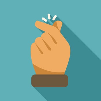 A hand with a finger pointing up on a blue background vector