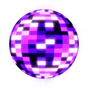 Disco ball colorful lights glow neon on transparent background. png