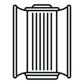 Open solarium with vertical tanning lamps generating uv light for tanning vector