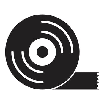 Roll of black adhesive tape on white background vector