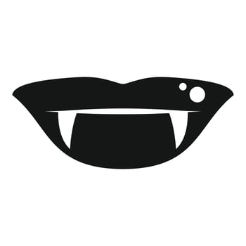Vampire lips showing fangs biting sensually icon vector