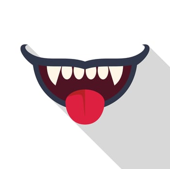 Vampire mouth showing tongue and teeth with long shadow vector