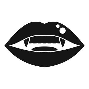 Vampire lips showing fangs, a halloween icon vector