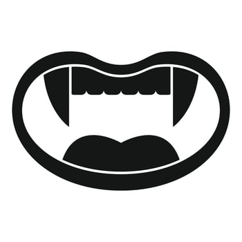 Open vampire mouth showing fangs and tongue, simple icon vector