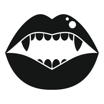 Open vampire mouth with fangs and teeth, simple black and white drawing vector