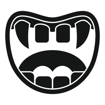 Open vampire mouth showing fangs and teeth, simple icon vector