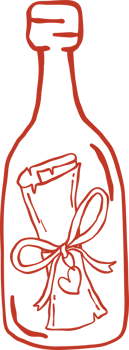 Retro Paper Message Mail in Bottle Doodle Outline png