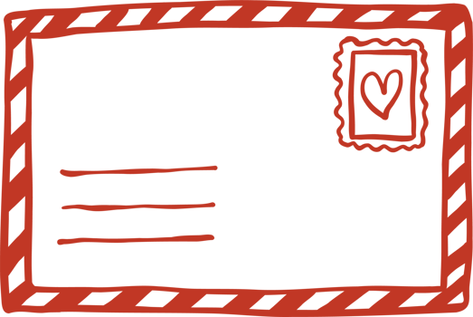 Retro Postcard Illustration Outline with Heart Stamp Outline png