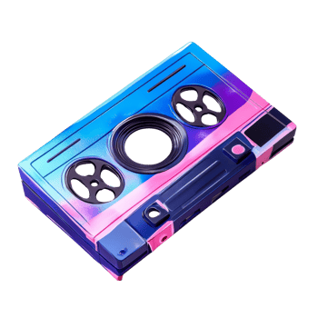 A vibrant colorful cassette tape design png
