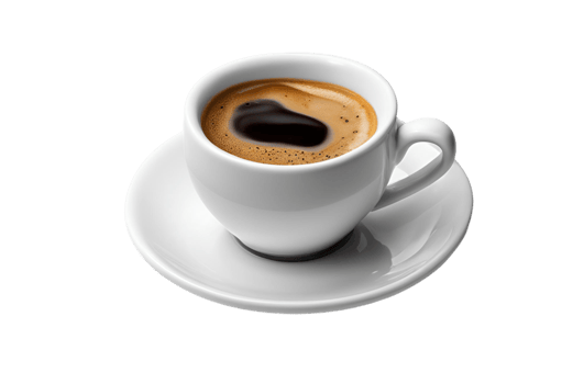 Aromatic Espresso Coffee in White Cup and Saucer png