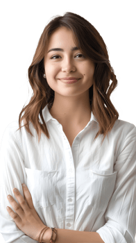 a woman in a white shirt smiling png