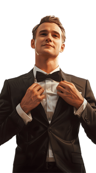 a man in a tuxedo with a bow tie png