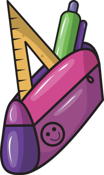 Colorful Pencil Case with Art Supplies png