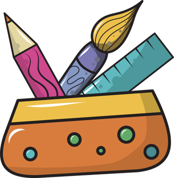 Colorful Art Supplies in a Holder png