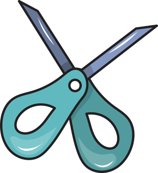Hand-Drawn of Green Cartoon Scissors Illustration png