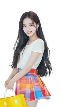 a girl holding a shopping bag with a smile png