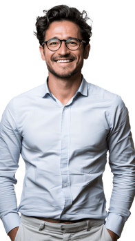 a man in glasses and a shirt smiling png