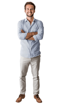 a man standing with his arms crossed transparent background png