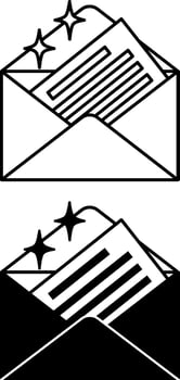 Invitation Icons. Black and White Icons. Open Envelope with Invitation Letter to Celebration. Brazilian Carnival Concept vector