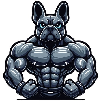 Strong Muscular Bulldog Mascot Powerful Cartoon Dog Illustration vector