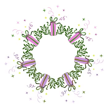holidays gifts text frame, name, christmas, birthday. illustration vector