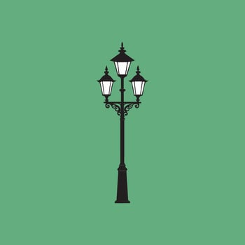 A black and white illustration of a street lamp vector