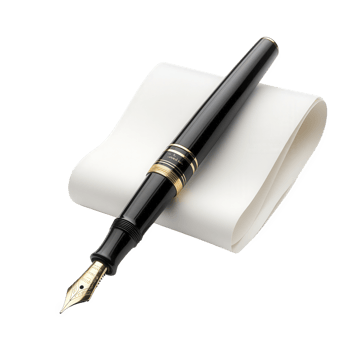 Isolated Classic Black Fountain Pen on Paper Timeless Writing Instrument png