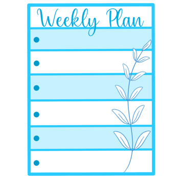 Weekly planner on blue lined paper, Weekly plans clip art png