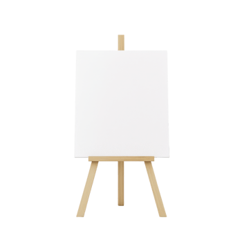 A blank canvas on an easel, ready for creativity and artistic expression. png