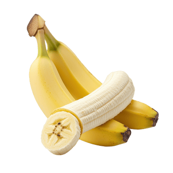 Fresh bananas, one sliced, showcasing vibrant colors and natural textures. png