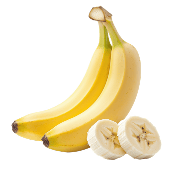 Fresh, ripe bananas with slices ready for a healthy snack or smoothie. png