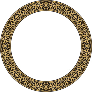 golden round oriental ornament. Arabic circle vector