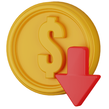 3D Dollar Coin with Downward Arrow png