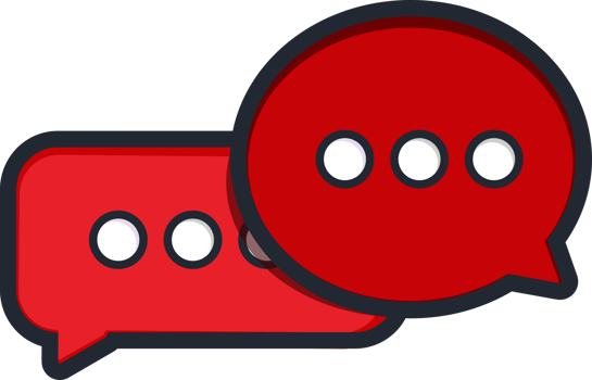 chat icon in red and black color, flat style chat icon png