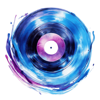 Abstract Watercolor Painting of a Vinyl Record png