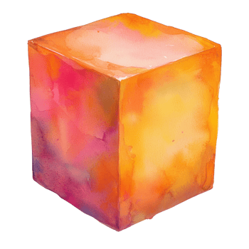 Abstract Watercolor Cube in Warm Hues png