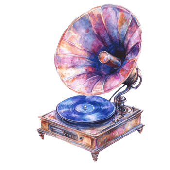 Watercolor Painting Of A Vintage Gramophone png