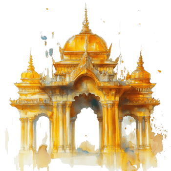 Golden Palace Gate Architectural Watercolor Painting png
