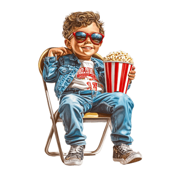 Cool Kid Enjoying Popcorn At The Movies png