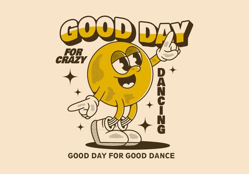 Retro ball head character in dance pose. Good for t-shirt print vector