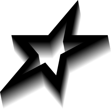 A black and white star with a white outline png