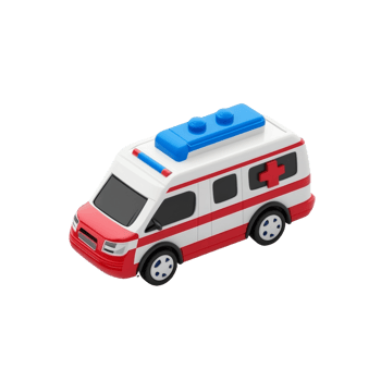 Red and White Toy Ambulance Vehicle Model. isolated png