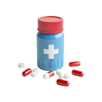 Medicine Bottle With Red And White Pills png