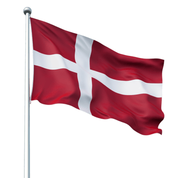 The Danish flag waves proudly on a flagpole png
