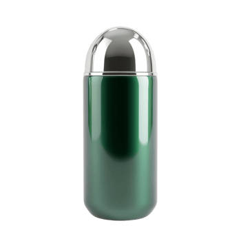 A Green Metal Container With a Silver Dome Lid png