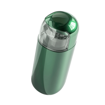 Sleek Green Capsule Shaped Cosmetic Container Design png