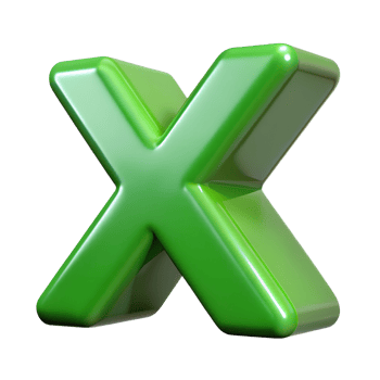 3d green glossy plastic letter x. Generative by AI. png