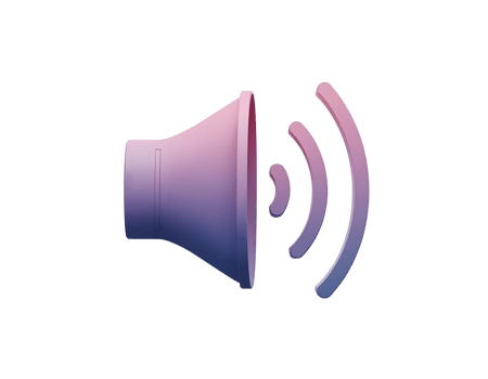 Abstract Speaker Icon A gradient-colored speaker emitting sound waves, symbolizing audio, communication, and technology. png