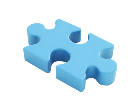 3D Render of a Single Blue Puzzle Piece png