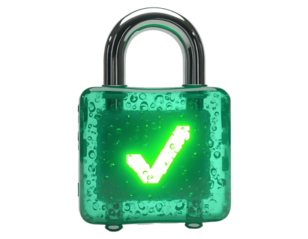Secure Green Padlock with Check Mark Digital Security Concept png